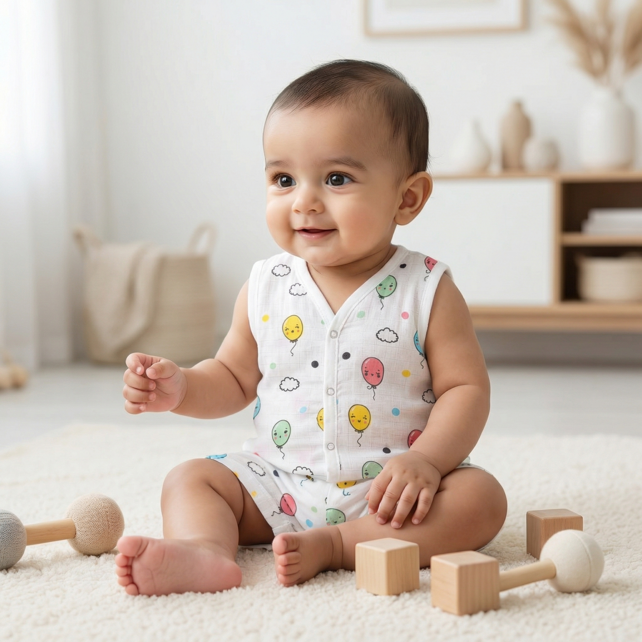 Muslin Button Jabla - Balloon Clouds - Image 4