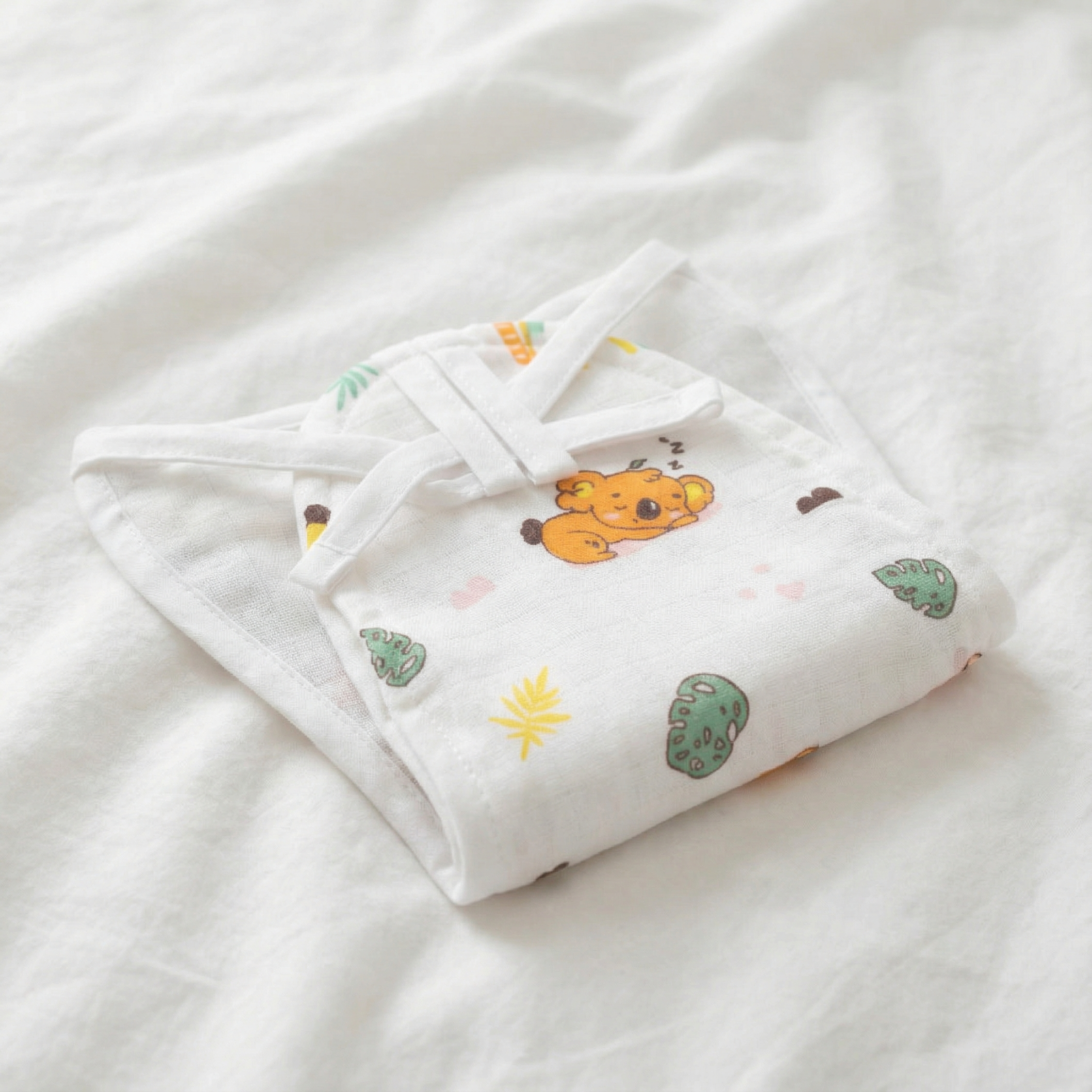 Muslin Cloth Nappy - Sleepy Bear Rainbows - Image 3