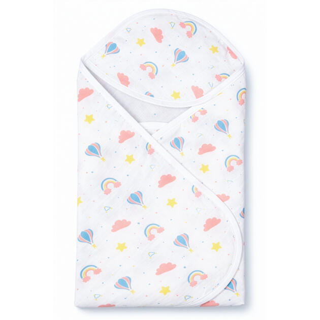 Muslin Hooded Bath Towel - Rainbow Sky Dreams