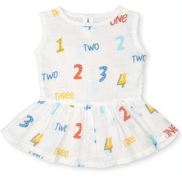 Muslin Button Frock - Little Numbers Play