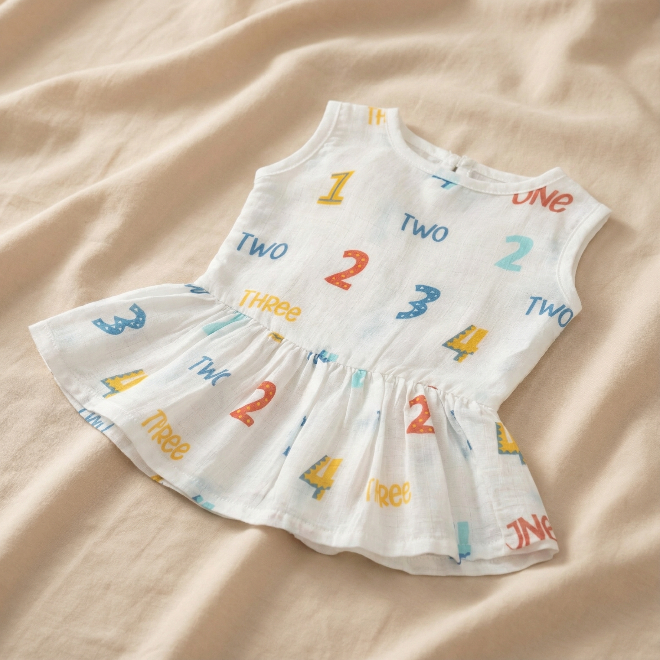 Muslin Button Frock - Little Numbers Play - Image 6