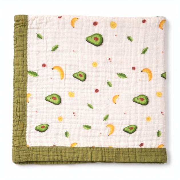 6 layer muslin baby blanket avocado