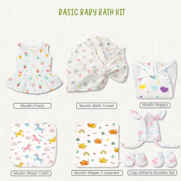 muslin baby bath kit girls