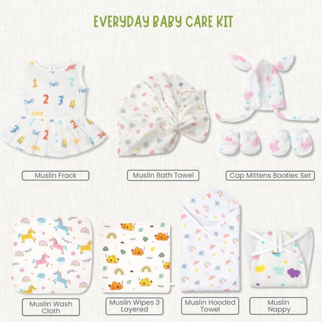 muslin everyday baby care kit girls