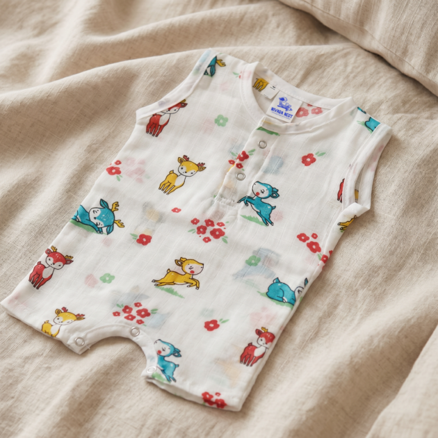 muslin romper deer