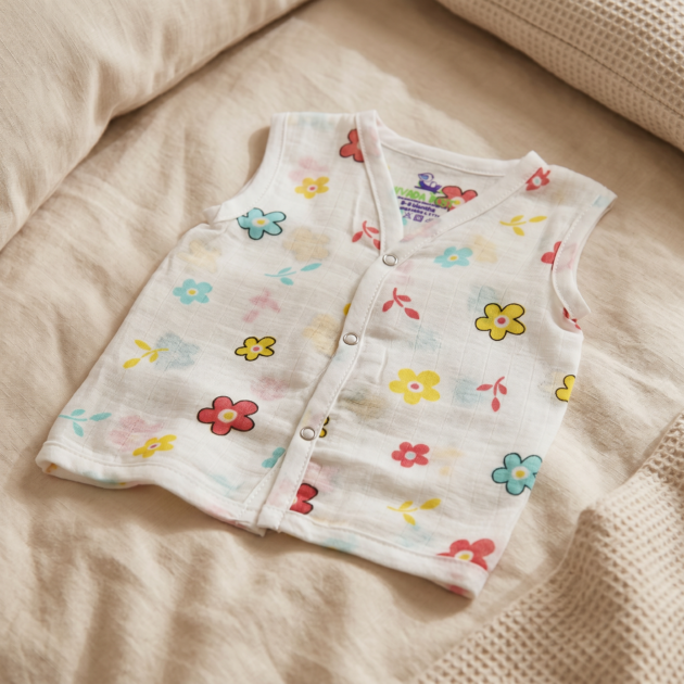 muslin button jabla flowers