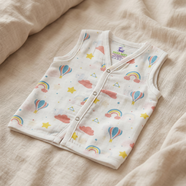 muslin button jabla rainbow