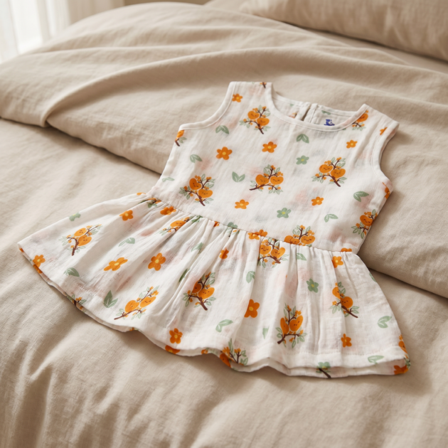 muslin frock heart fruit